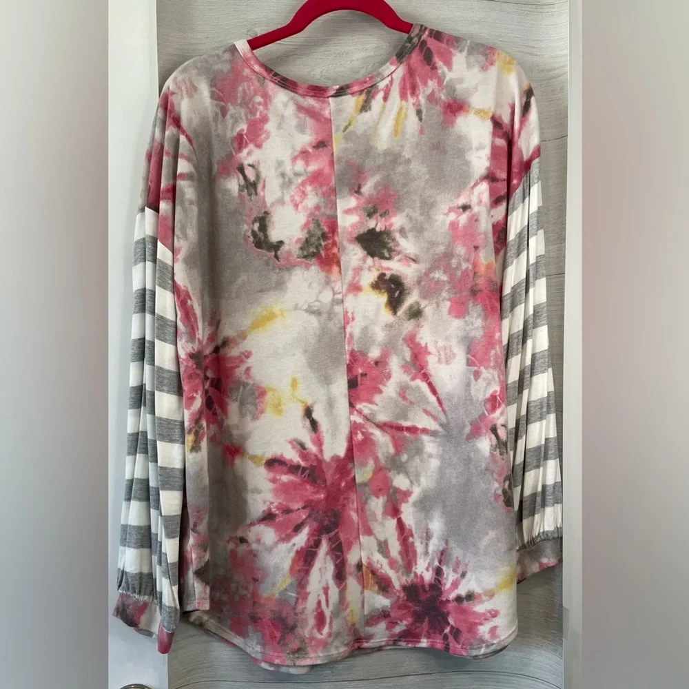 Honeyme Floral Tie-Dye Long Sleeve Top - Picture 3 of 3